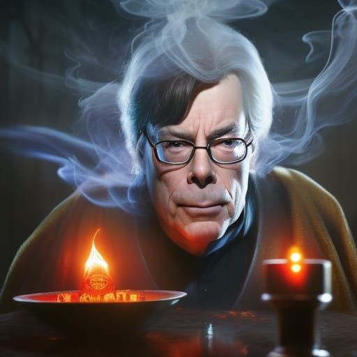 Old Wizard Exploding in Smoke: Hyperrealistic Digital Art