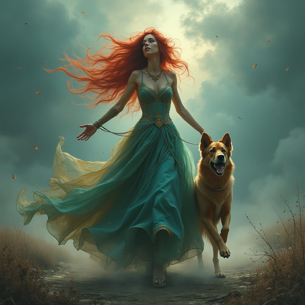 Queen of the Storm in Futuristic Landscape