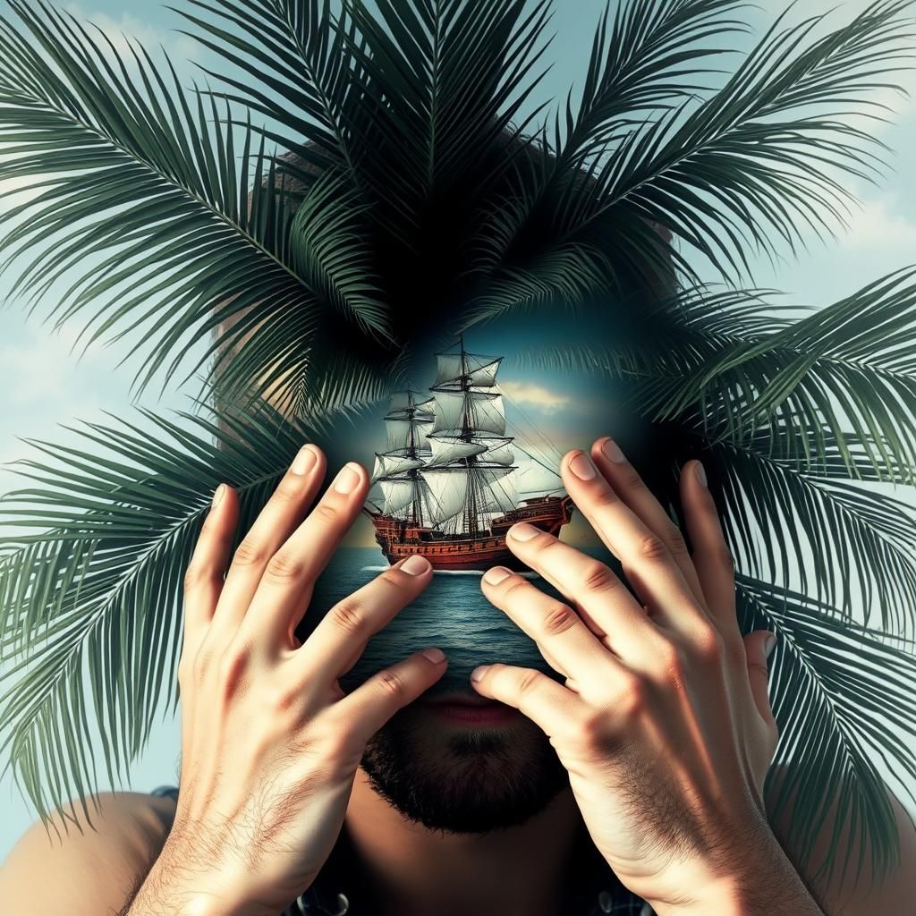 Spying a Pirate Ship Through Palm Leaves