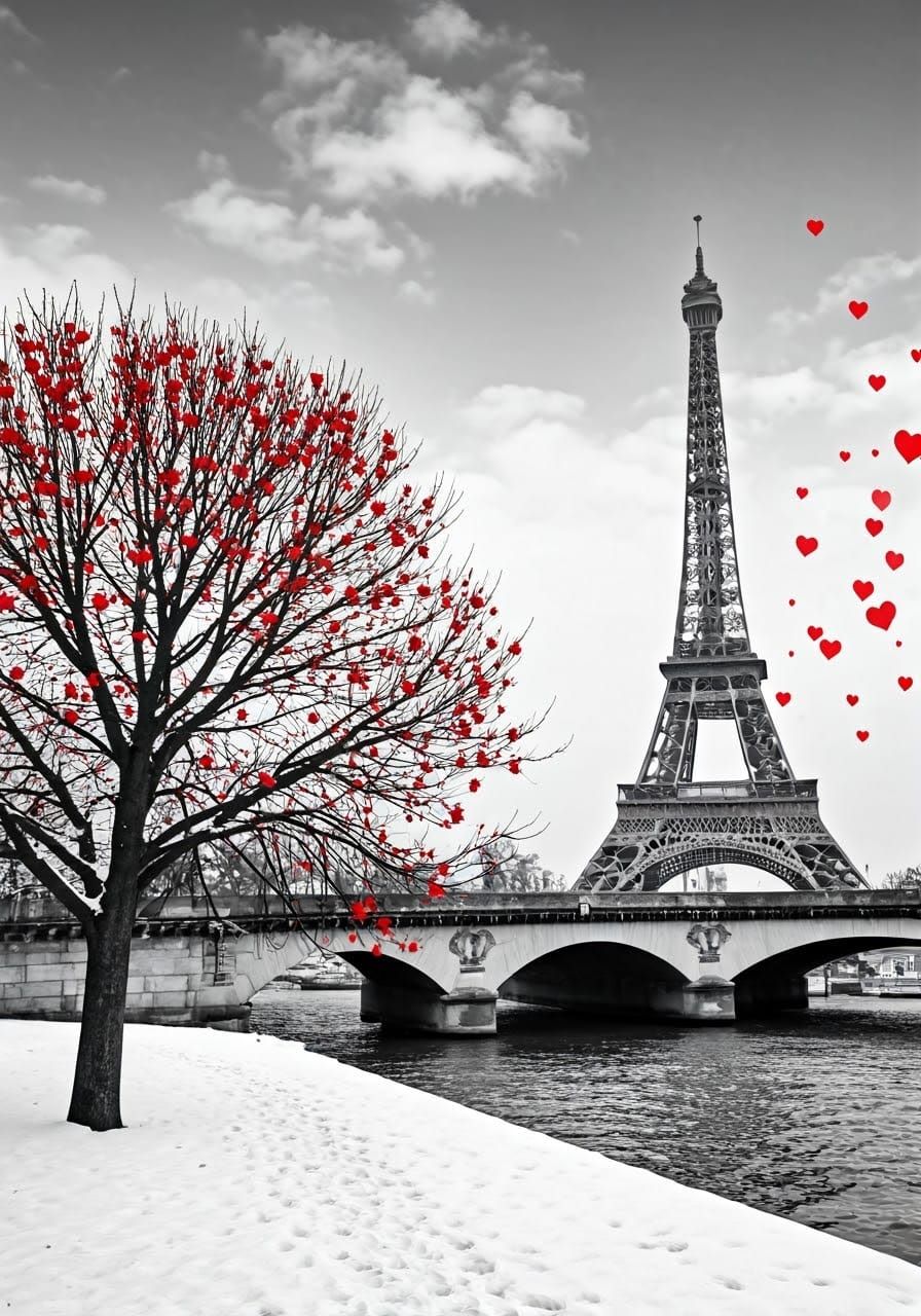 Ethereal Parisian Winter Wonderland in Monochromatic Hues