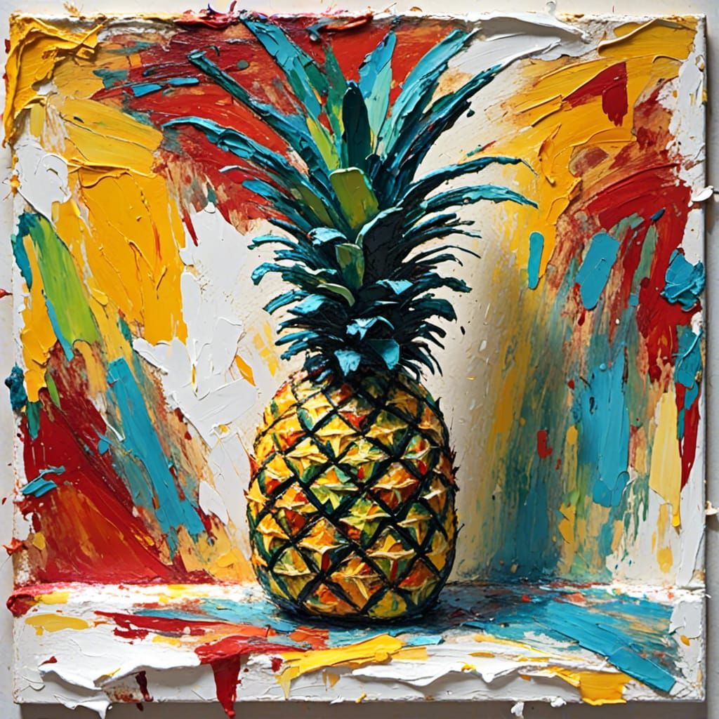 Pineapple Still Life in Impasto Style