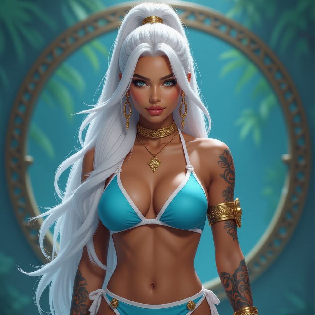 Nubian Princess with Tattoos in Fantasy Style