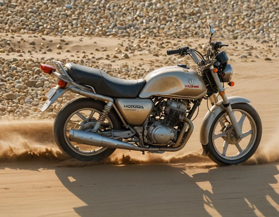 Tuned Honda Fan 125 Motorcycle on Beach