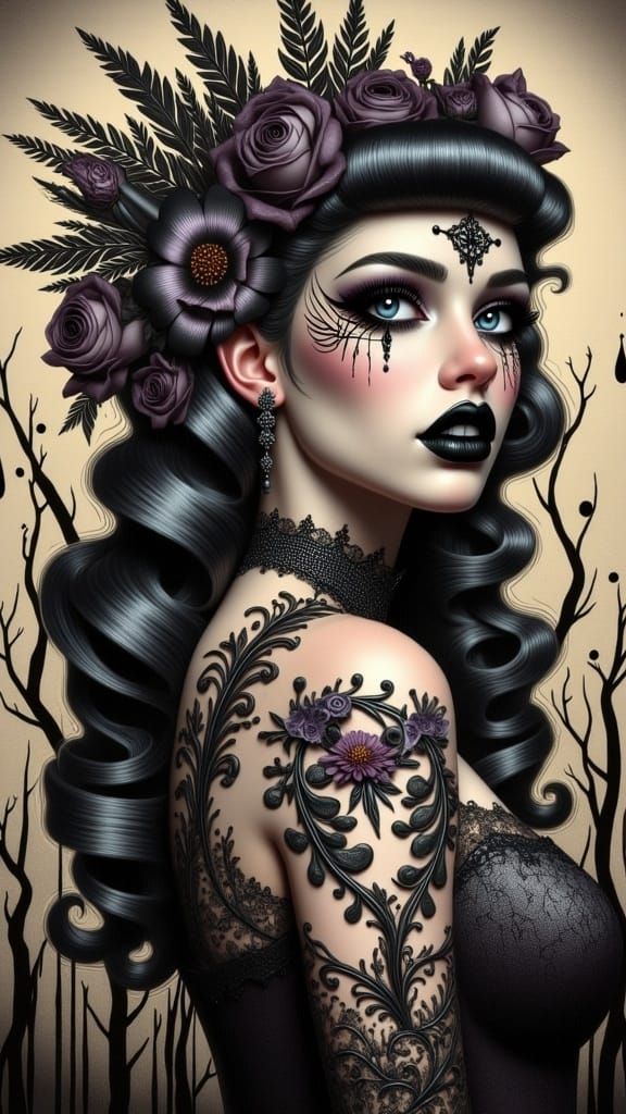 Gothic Goddess Transformed by Midnight Shadows