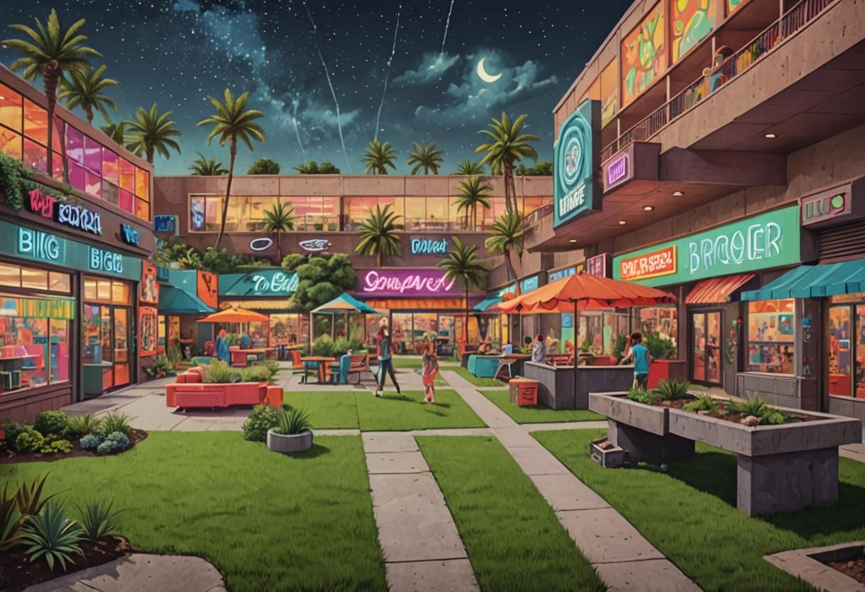 1980s Neon Mall Backyard Design