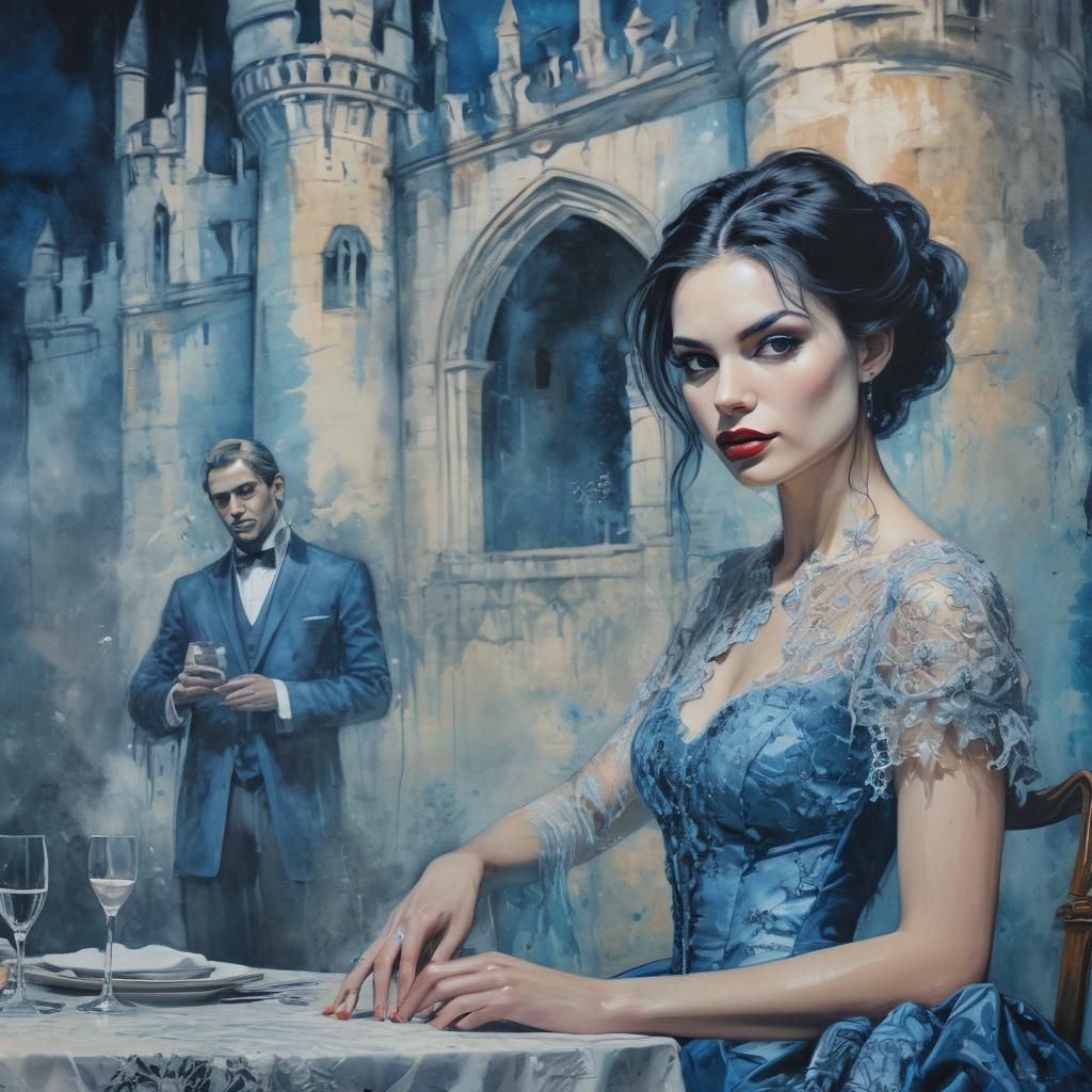 Vampire Dinner Party in Basquiat-esque Pop Art