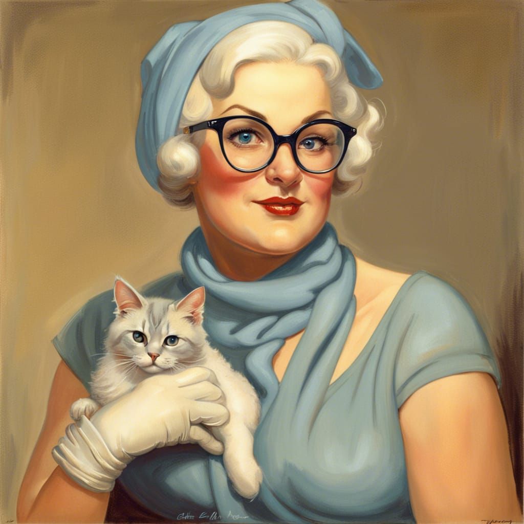 Elegant Mature Woman Portrait in Elvgren Style