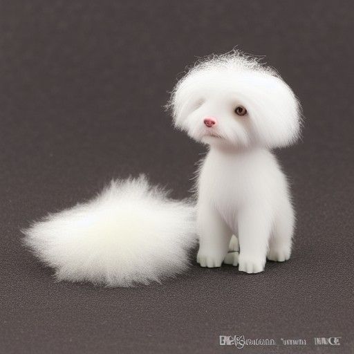 Detailed Miniature of a Cute White Fluffy Dog
