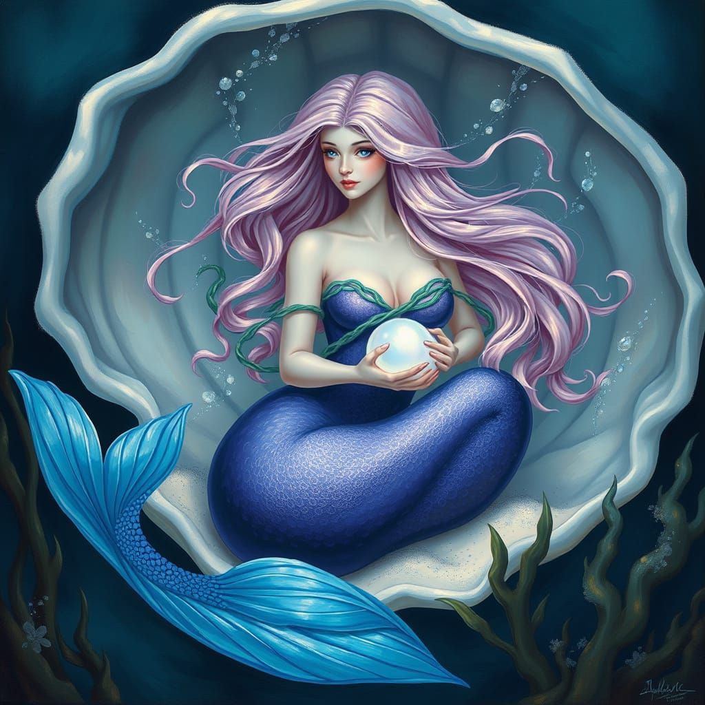Ethereal Mermaid Goddess in Whimsical Oceanic Scene
