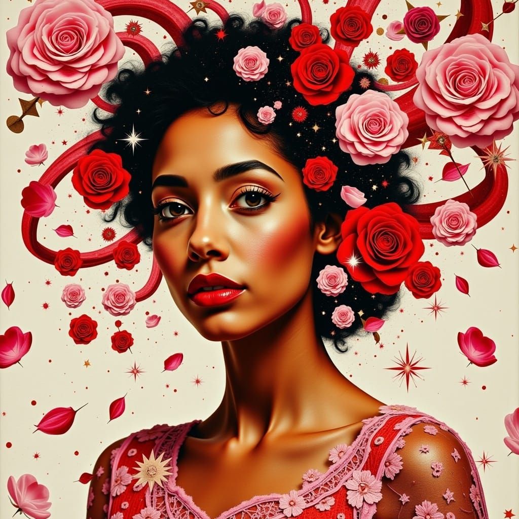 Floral Woman in Collage Style