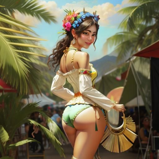 Burning Man Girl in Daeni Style