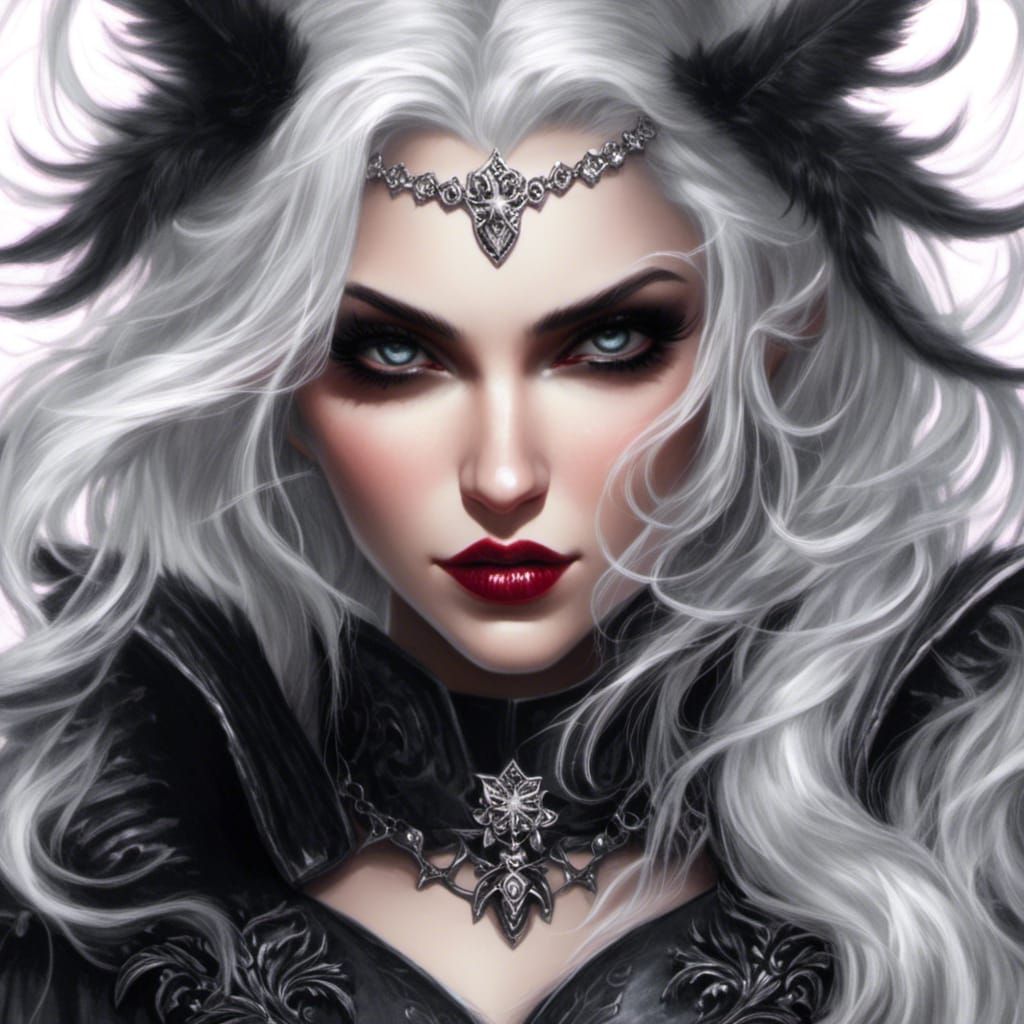 Gothic Witch in Graveyard: Hyperrealistic Dark Noir Painting