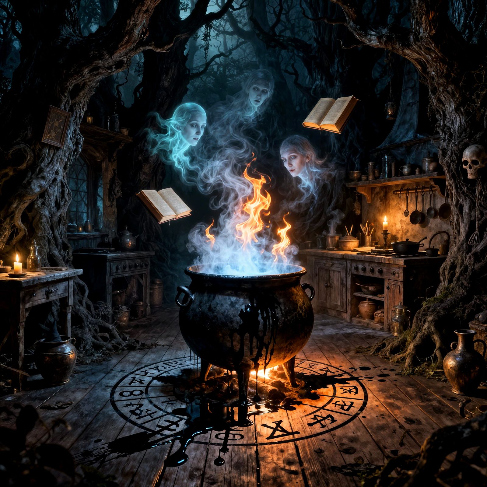 Witch's Shadow Brew Kitchen with Whispering Faces