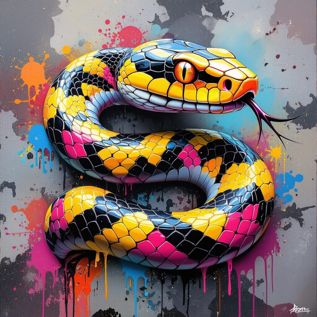 Graffiti Snake in Ultra Quality Street Art