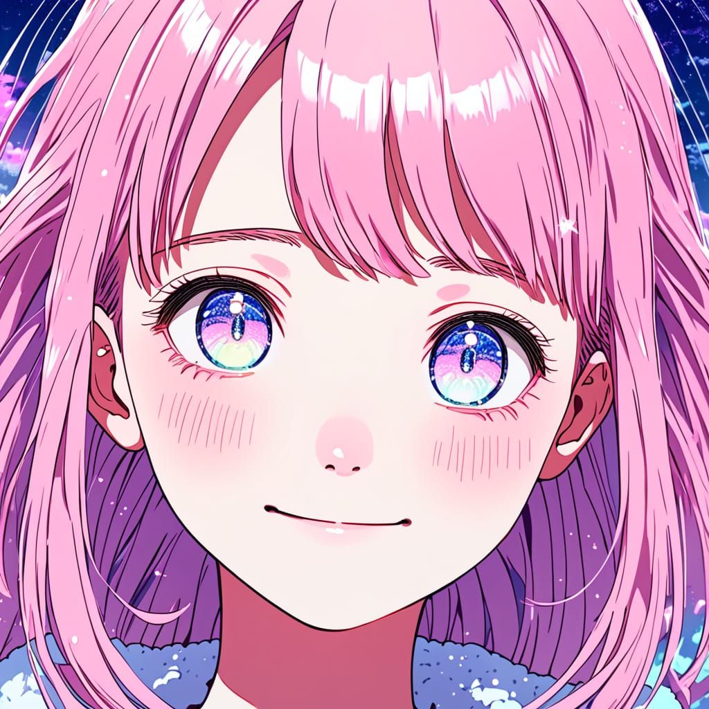 Kawaii Pink-Haired Anime Girl in Soft Pastel Colors