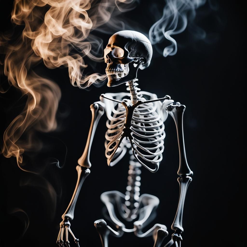 Smoky Skeleton Photography with Bokeh Effect
