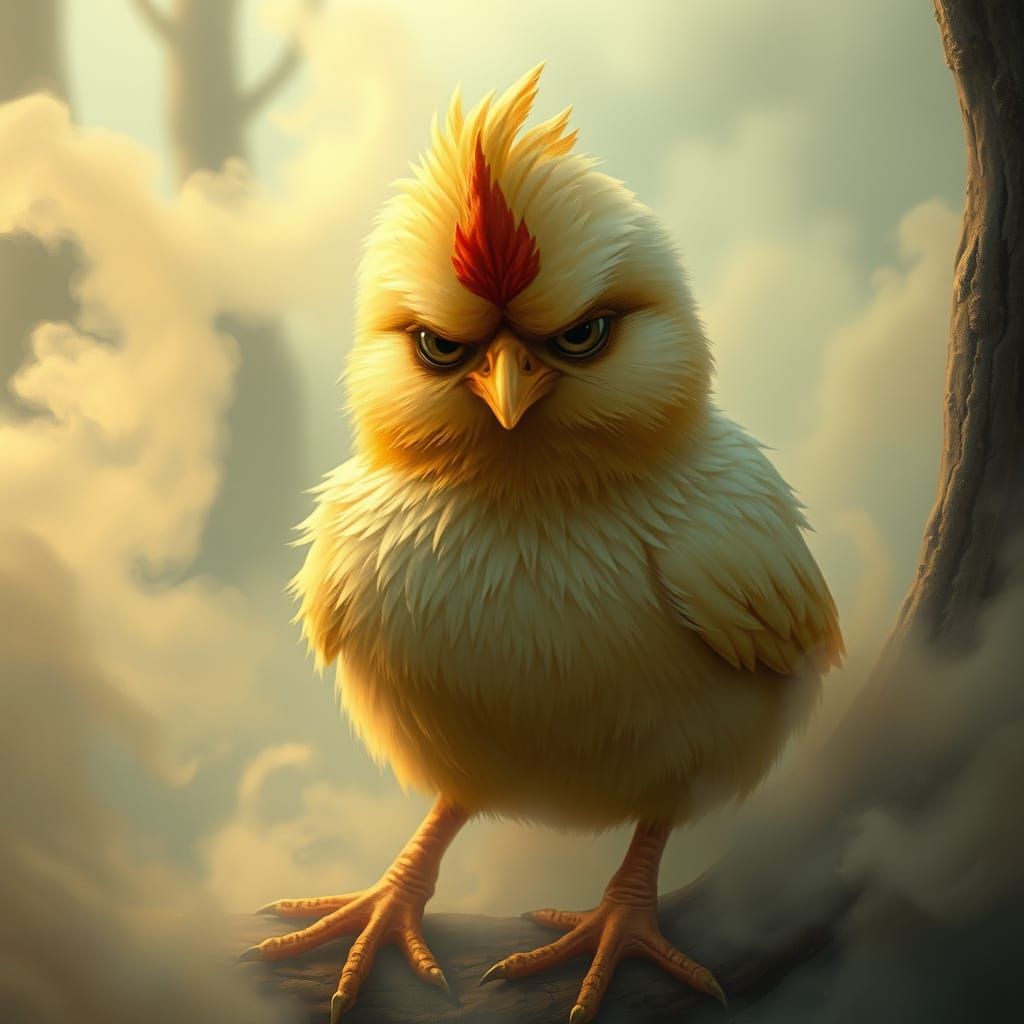 Disgruntled Chick in Ethereal Fantasy Mist