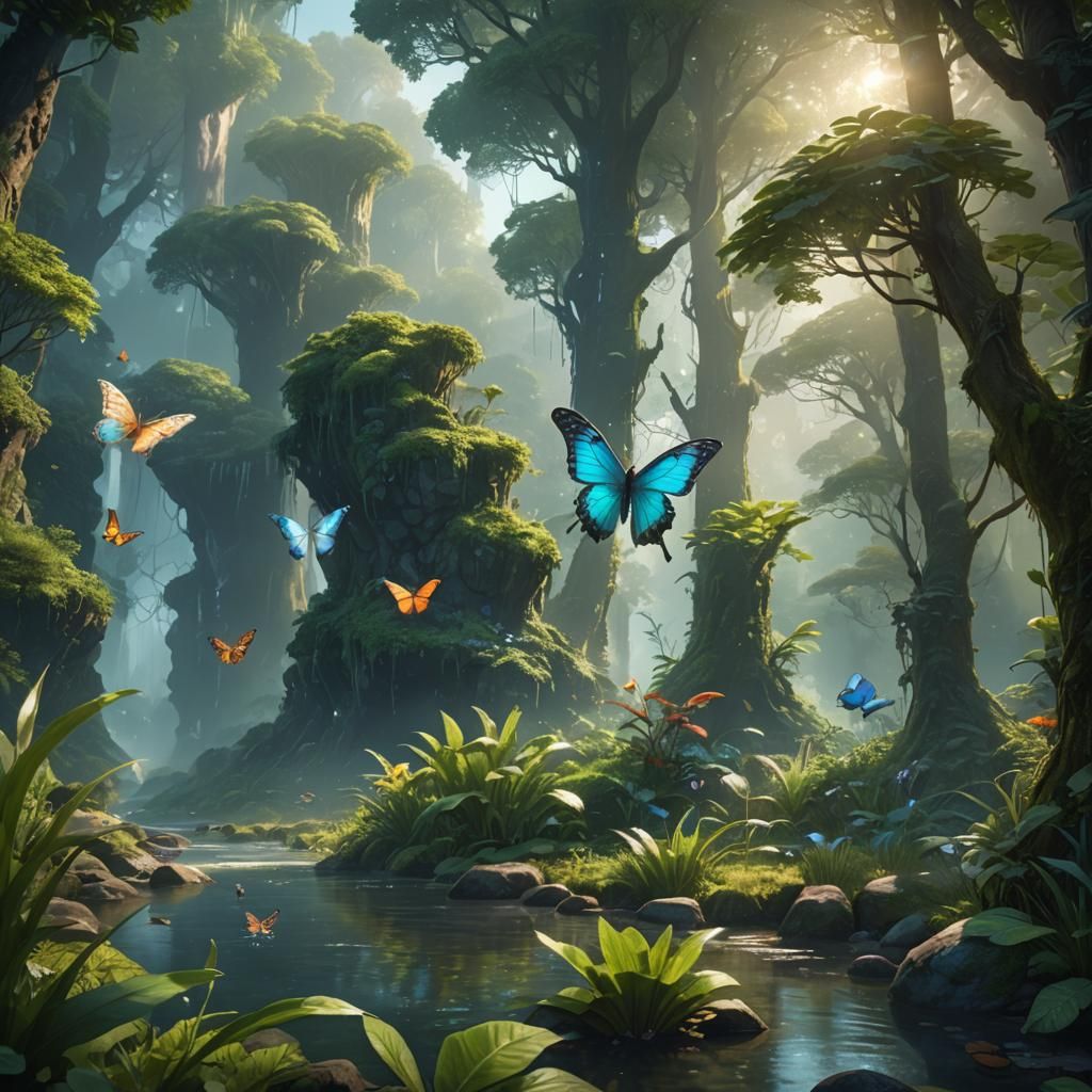 Lush Ecosystems and Sustainable Cities: Concept Art