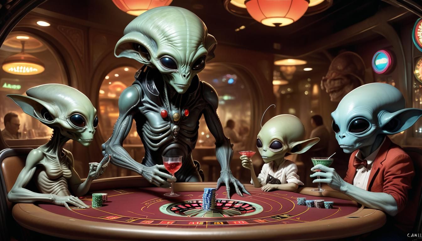 Alien Casino Cantina in Fantasy Art Style