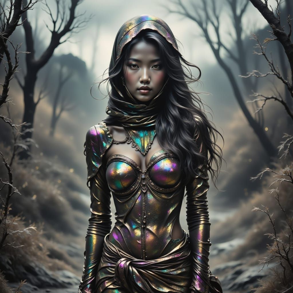 Urban Desolation: Woman in Tattered Fashion