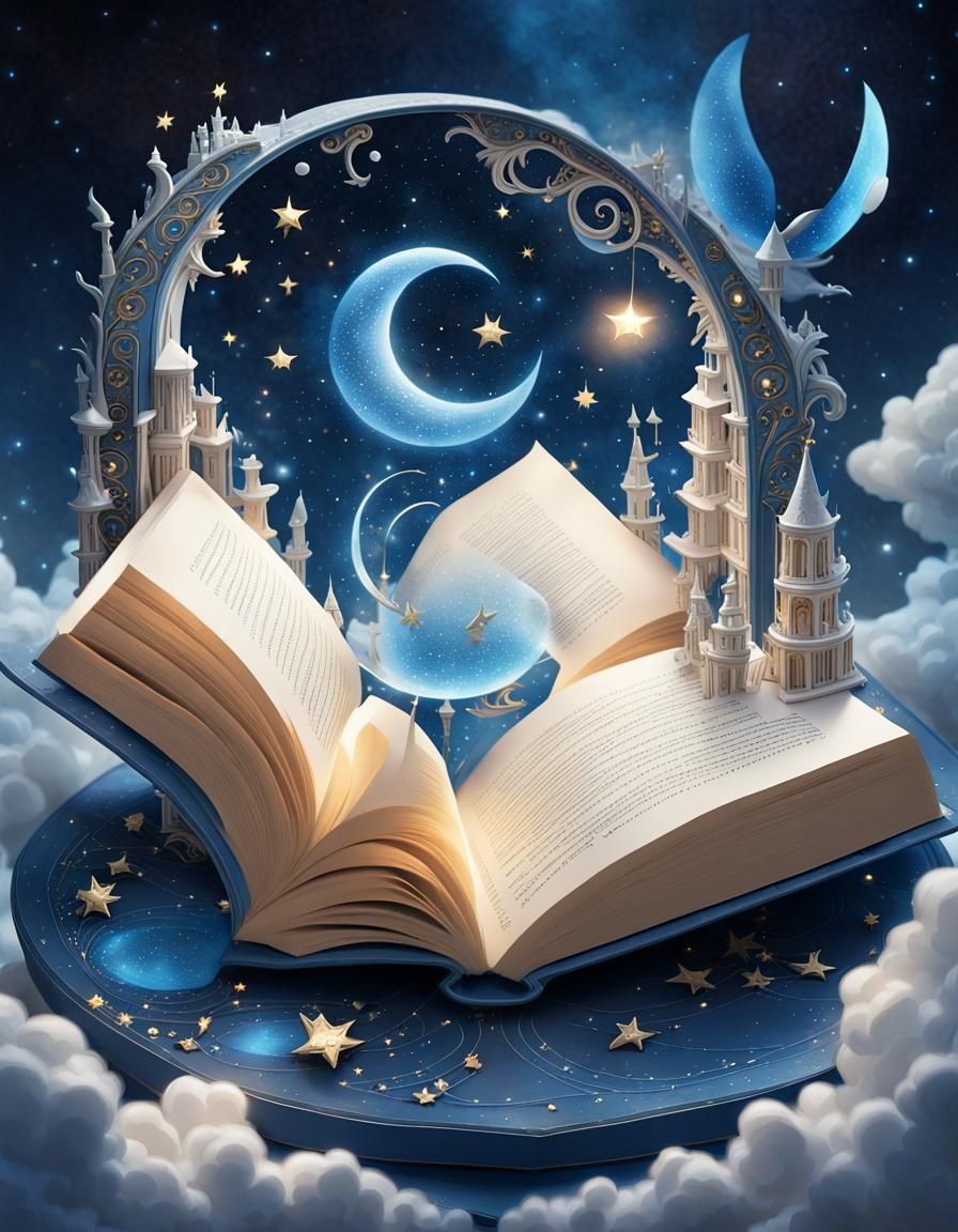 Enchanting Book Opens to Aetheria: Cartoon Style