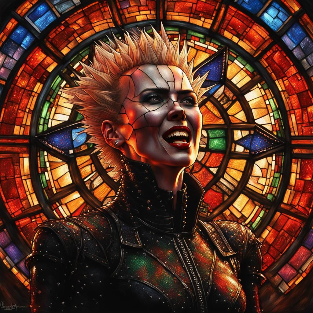 Hyperdetailed Female Pinhead in Spiked Leather, Dark Fantasy
