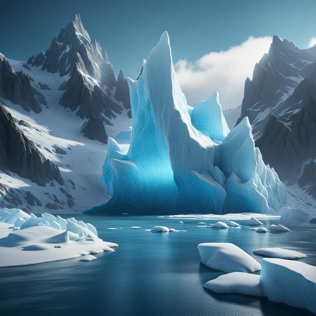 Fantastical Iceberg Field in Detailed Matte Painting