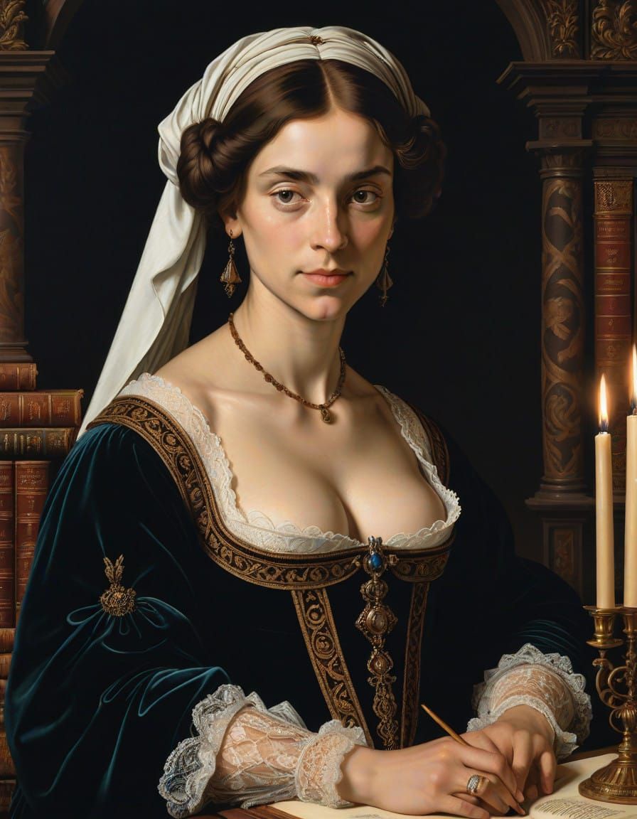 Mysterious Woman in 16th-Century Splendor
