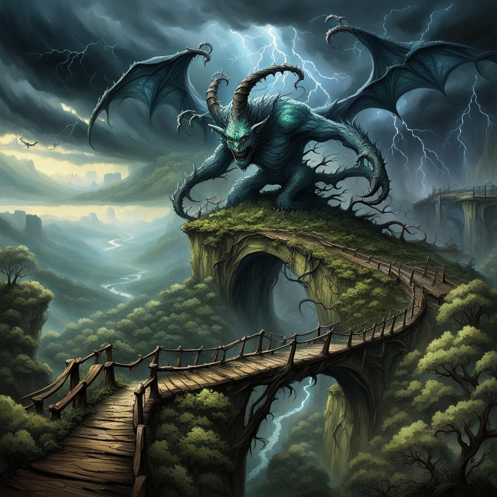 Hellish Landscape in Art Nouveau Style