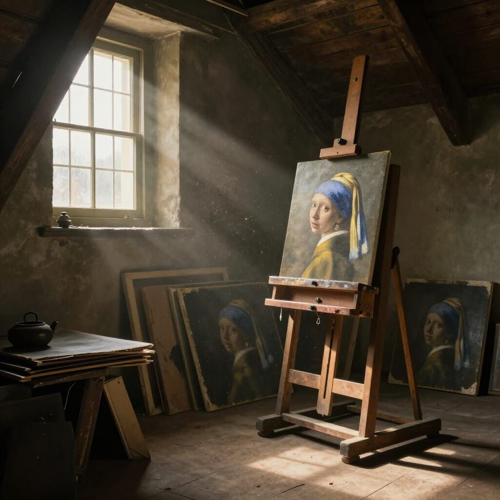 Sun-Drenched Attic with Treasures in Dutch Golden Age Style