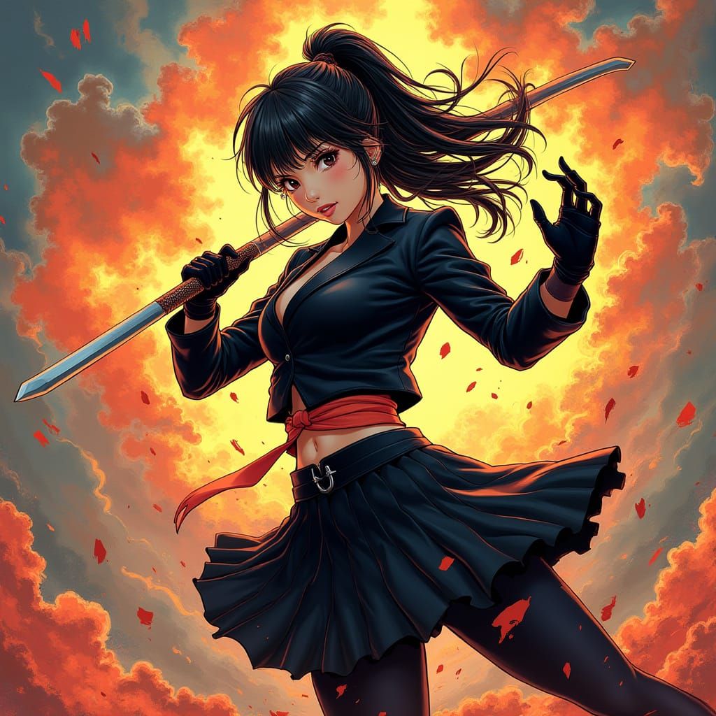 Dynamic Anime Ninja in Action