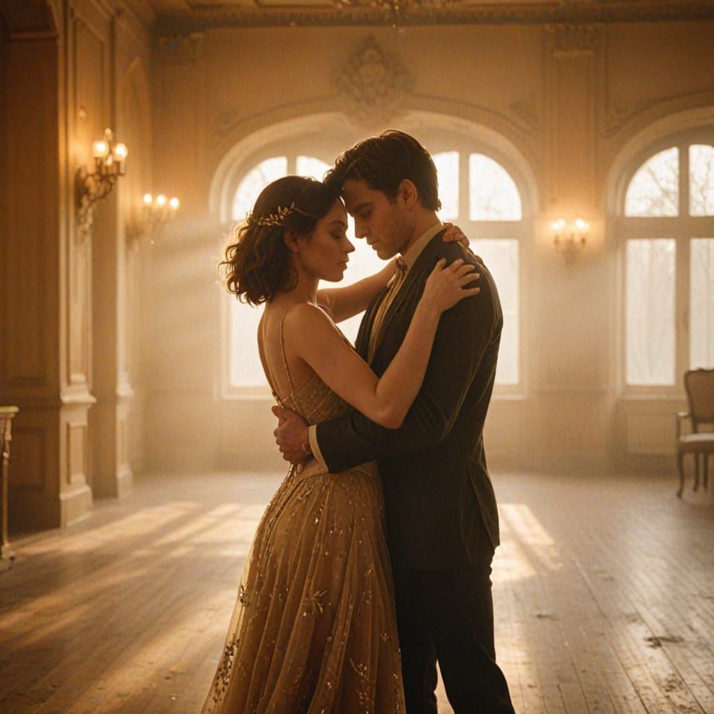Ethereal Dance in Abandoned Ballroom