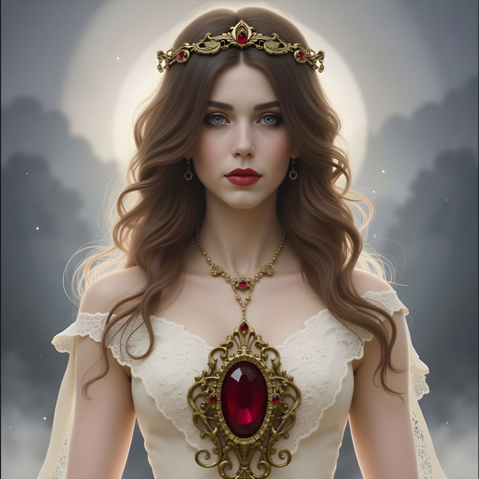 Ethereal Vampire Queen with Intricate Lace and Silk