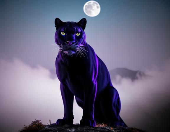 Panther in Moonlight with Glowing Eyes