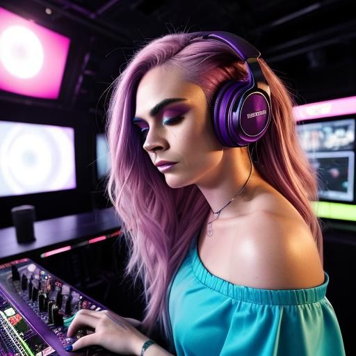 Rainbow-Haired DJ at the Discotheque