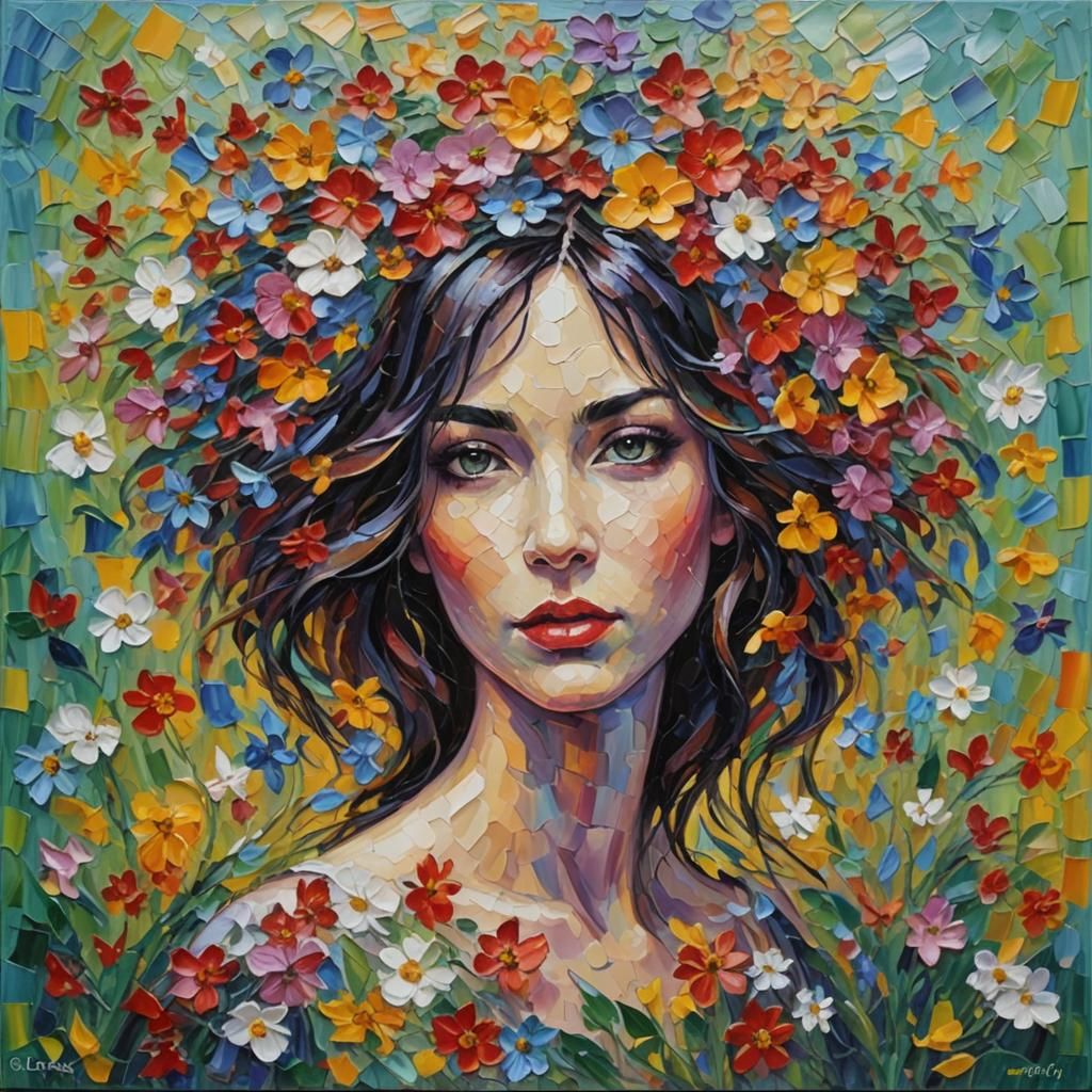 Neo-Impressionist Beauty Steals Hearts in Oil Painting