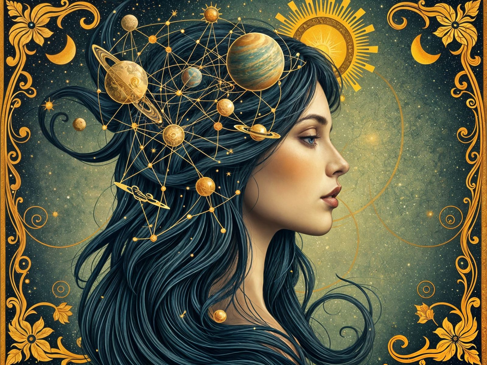 Goddess of the Cosmos in Art Nouveau Style