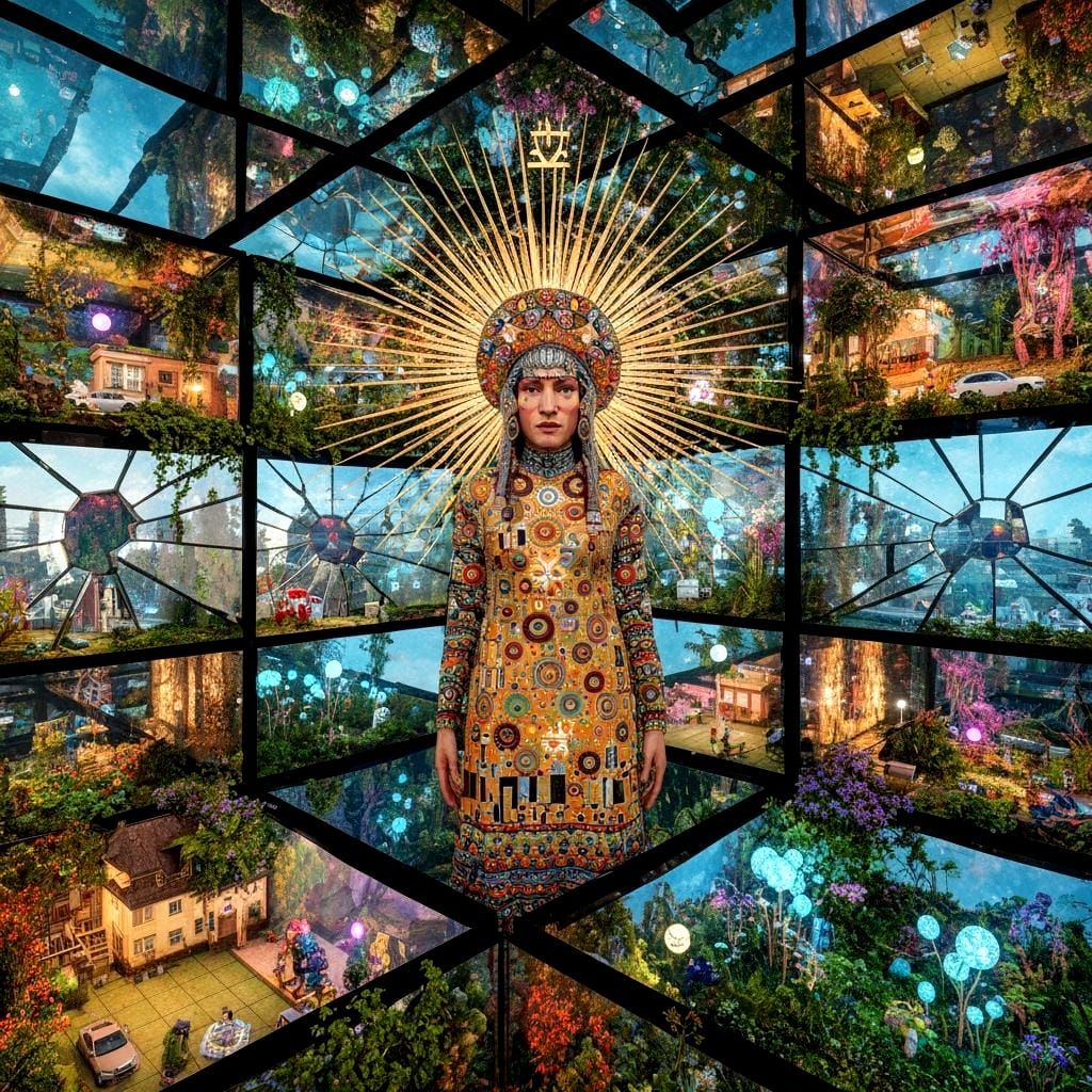 Mystical Shaman in Cracked Mirror Labyrinth