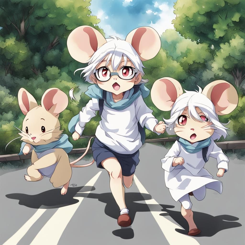 Three Blind Mice in Anime Style
