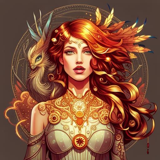 Cybernetic Steampunk Phoenix Digital Art