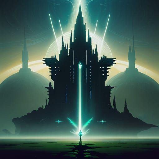 Glowing Metallic Sword in Halo of Soft Light