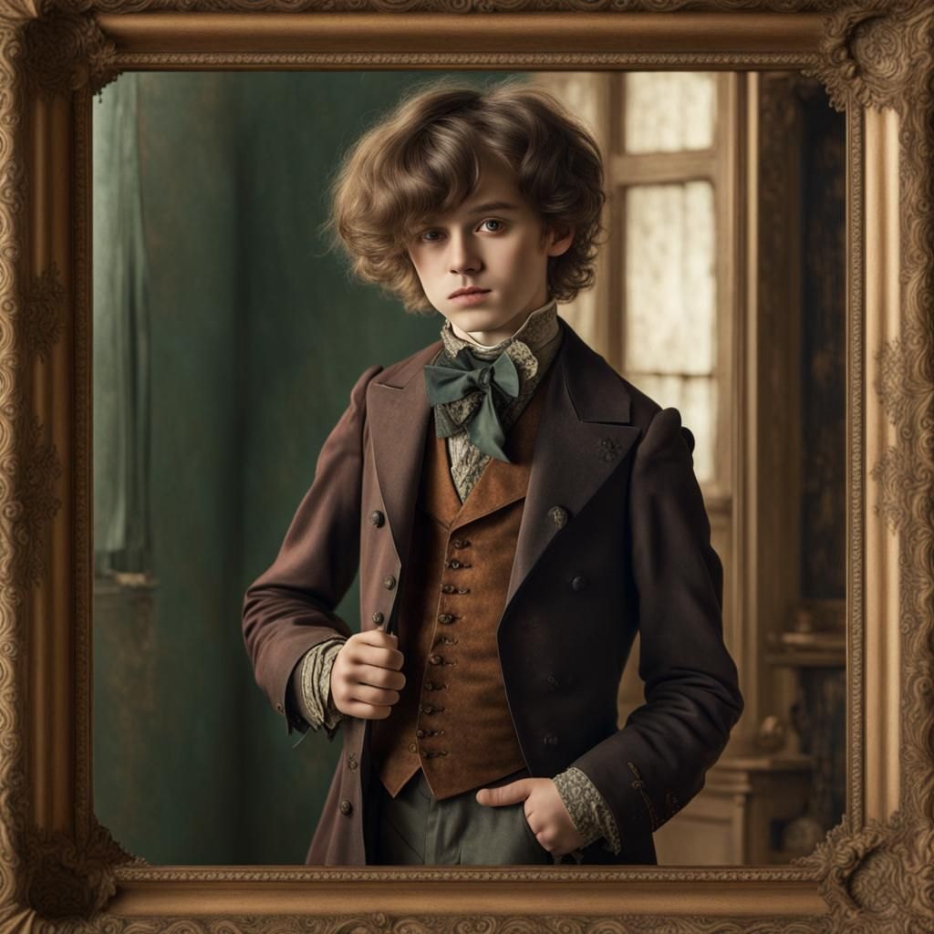 Victorian Dandy Mirror Reflection in Pre-Raphaelite Style