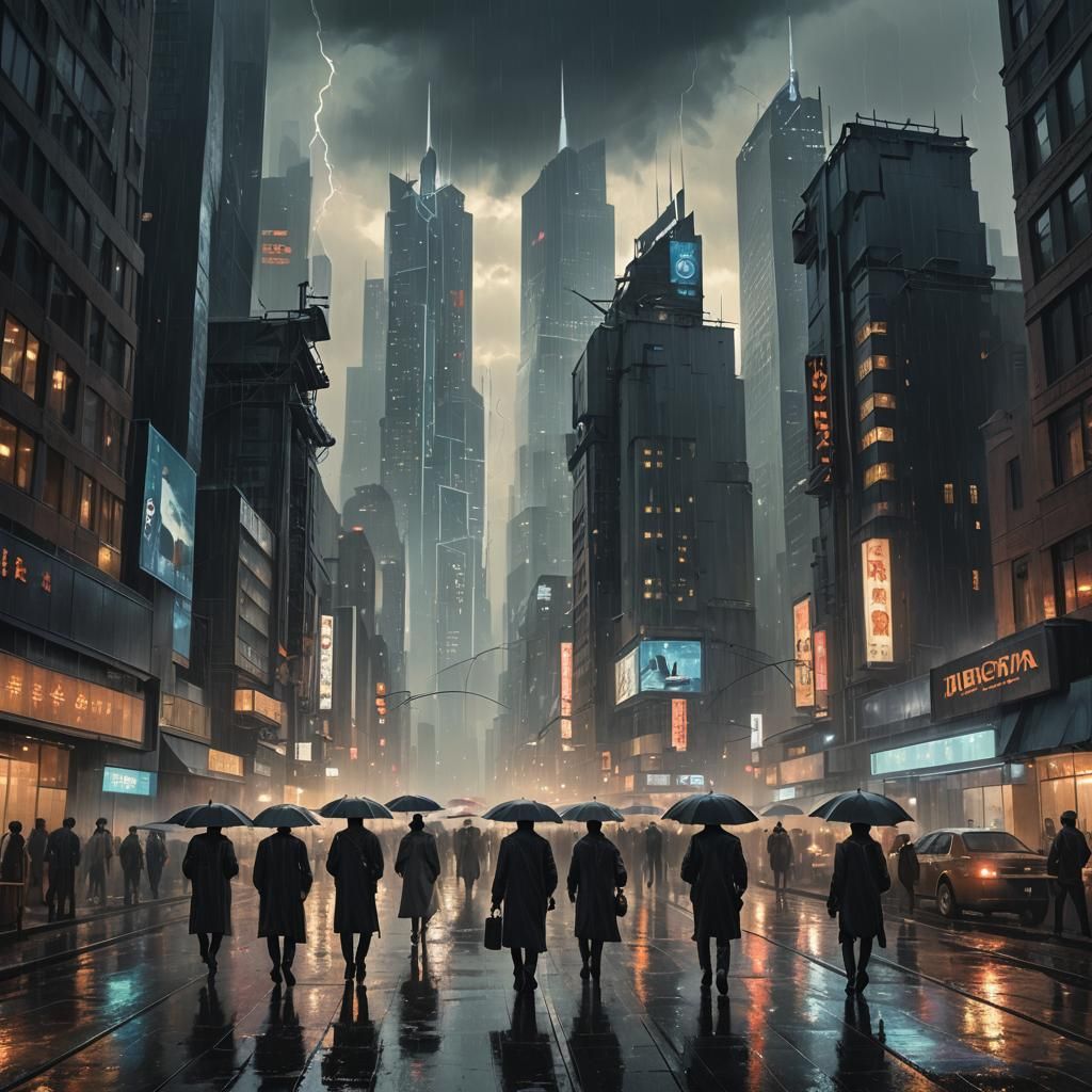 Futuristic Cityscape in Grim Dystopian Style
