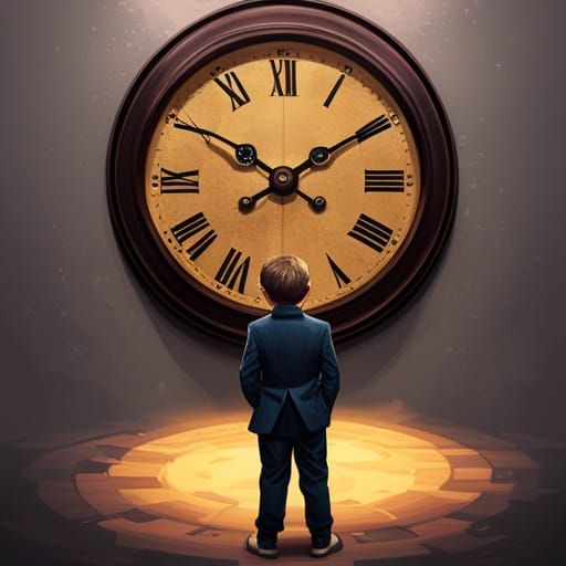 Toddler in Tuxedo Portrait in Art Nouveau Style