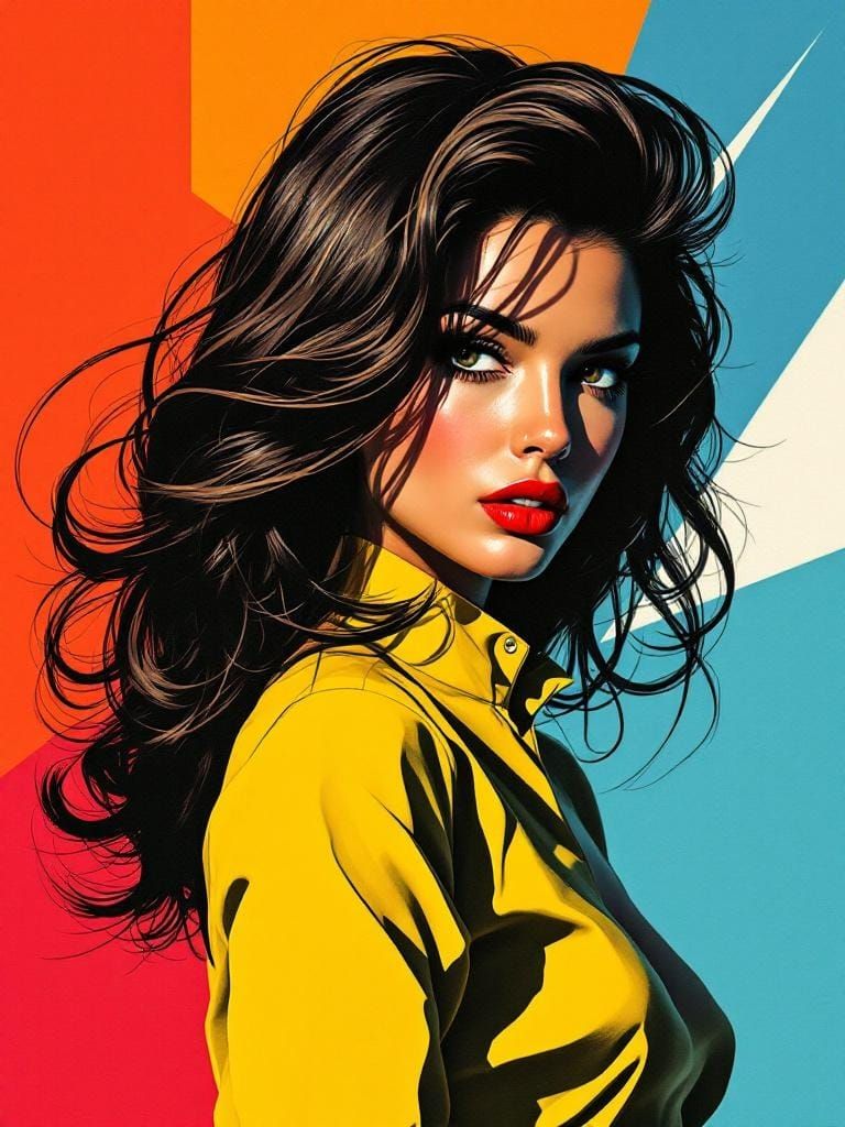 Pin-Up Girl in Vargas and Lichtenstein Style