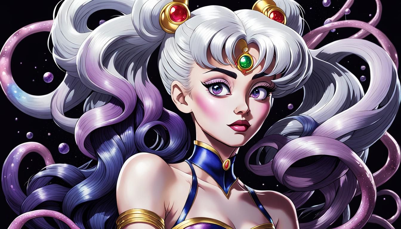 Sailor Moon and Ursula Tentacle Fusion in Anime Style