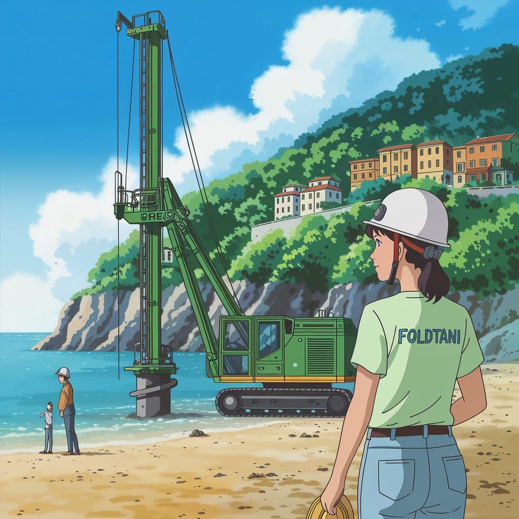 Ligurian Coast Scene in Vibrant Manga Style