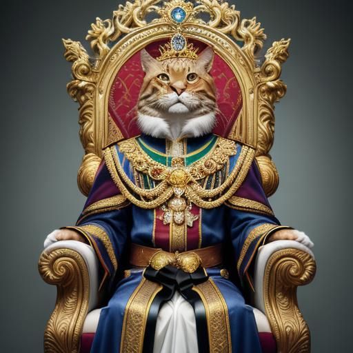 Anthropomorphic Tabby Cat King Portrait
