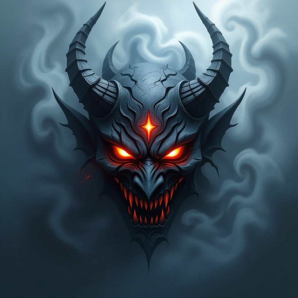 Fearsome Devil Mask in Dark Fantasy Art Style