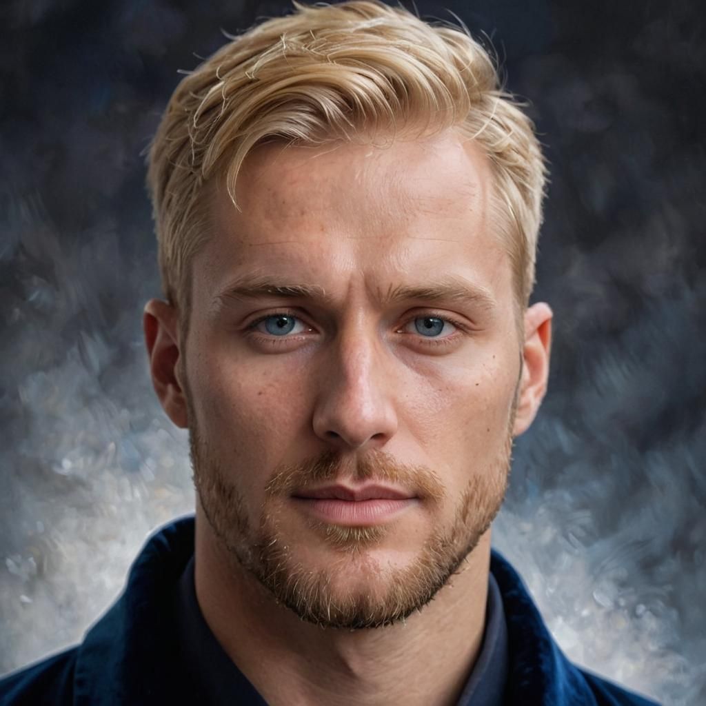 Nordic Man Portrait in Neo-Impressionist Style